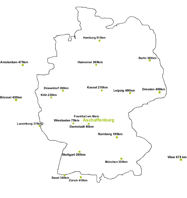 Aschaffenburg Deutschland Lageskizze Seminare